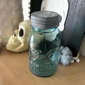 Vintage Ball Aqua Blue Mason Jar with Lid Number 1